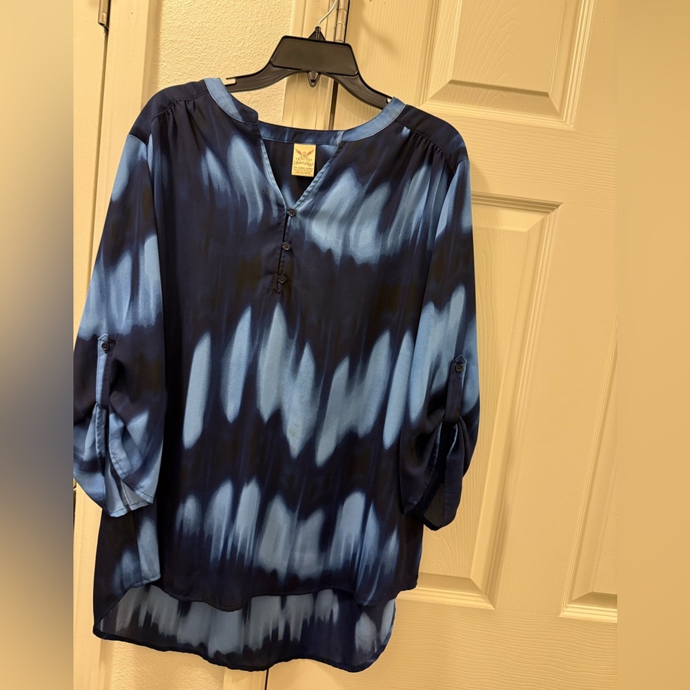 Catherines Blue Tie-Dye Blouse